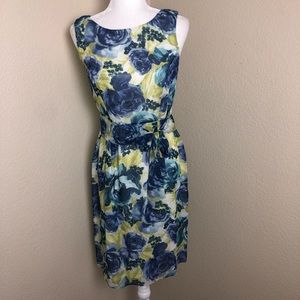 Brooks Brothers 100% Silk Dress & Lining Green, Blu, Size 2 /US 6